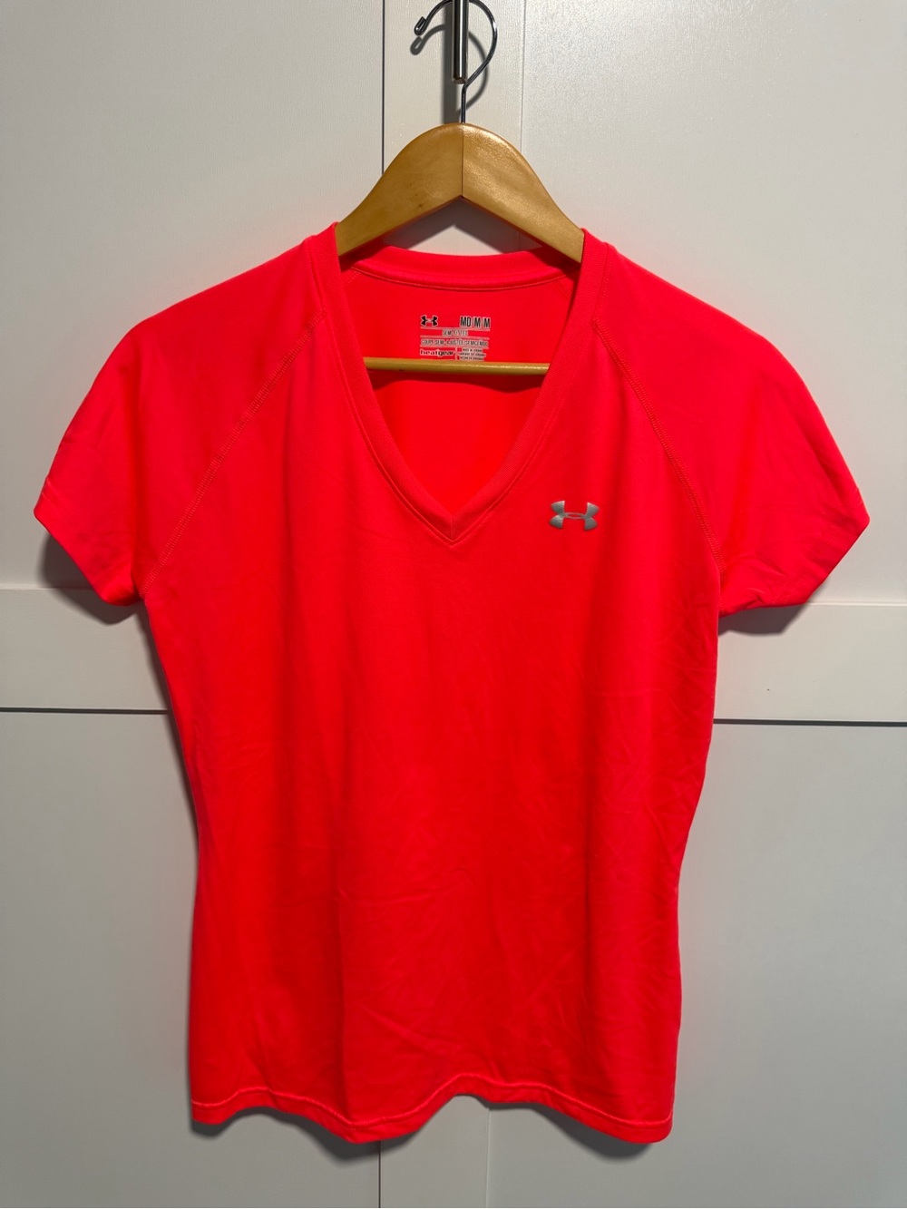 Under Armour Women's V-Neck Short Sleeve Tee in Neon Pink